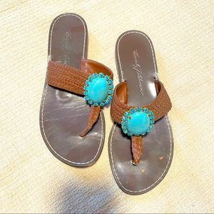 Beverly Feldman Turquoise Stone Sandals